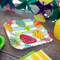 8 Ct. Pineapple Dessert Plates 7" Square Paper Plates with Tropical Stripe Design